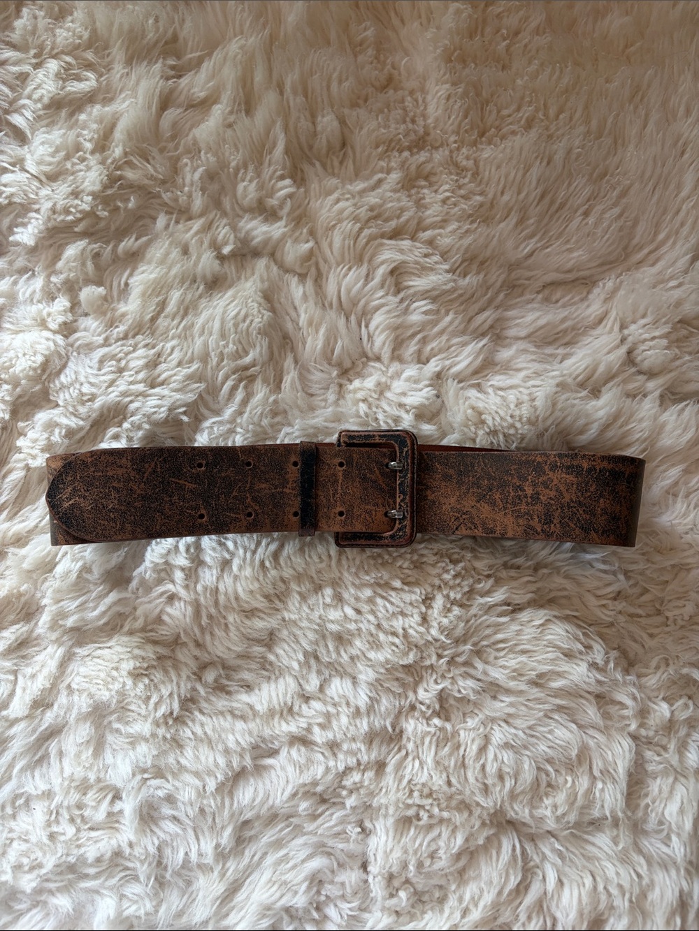 Banana Republic Brown Distressed Leather Belt with Metal Buckle